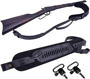 Leather Rifle Gun Sling with Ammo Shell Holder for .357 .45-70 .30-30 .30-06 .22LR .308 .12GA 16GA 20GA