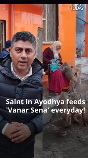 40K views · 1.2K reactions | Acharya Satyendra Das, the chief priest of Shri Ram Janmabhoomi Temple, feeds more than 100 monkeys, cows and dogs every day in his ashram. Every evening at 5 pm, hundreds of monkeys stand in a queue and wait patiently to get food. Devotees call this the nourishment of the famous 'vanar sena' of Ayodhya. #UttarPradesh #RamMandir #Ayodhya #SocialMediSpecial @gauravcsawant | India Today | Facebook