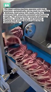 The meat cutting machine operates with high precision.