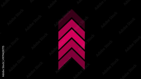 Arrow moving up neon led screen background. Economy upload concept in 4k video.