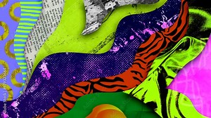 abstract collage art colorful transition animation pop art style modern trendy loop background video