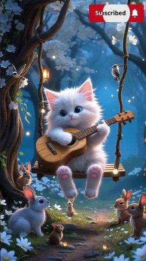 Cute Cat Playing Guitar on Swing 🎸✨ | Adorable Animal Music Moment 🐱💫 #CatVibes #ViralShorts
