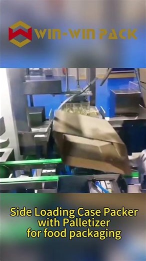 Side loading case packer with palletizer for food packaging #casepacker #palletizer #shorts