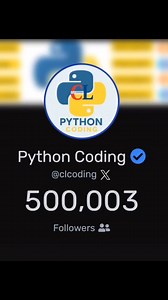 Reached 500K Followers. Thank you Everyone! https://x.com/clcoding #clcoding | Python Coding