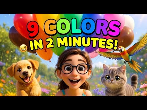 🎨 Learn 9 Colors in 2 Minutes! Fun Pixar Song for Kids with Cute Pets