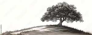 Oak tree silhouette sketch hand drawn in doodle style Vector illustration 4K Video