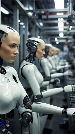 Robots in Action: Working Together in a Futuristic Factory😲#robat #humanoidrobot #shorts #tech