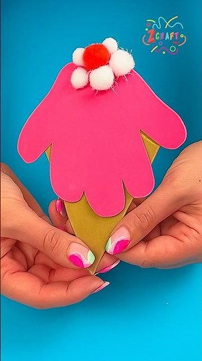 DIY Paper Ice Cream Craft 🍦 | Fun Handprint Summer Craft for Kids #diy #craft #craftyfun #kids