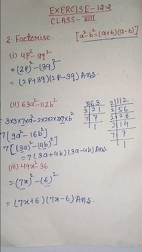 Class 8th Maths||Chapter:12 Exercise:12.2 Factorization||Ncert maths class 8 cbse #viralvideo