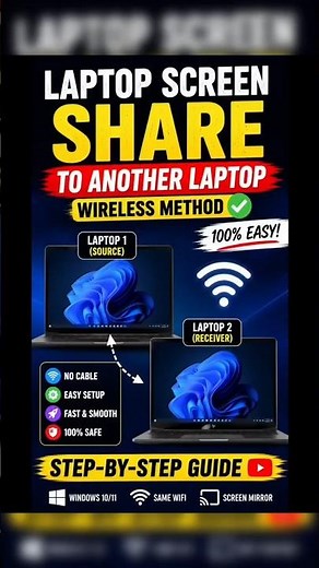 Laptop to Laptop Screen Share Without Cable | Windows 10/11 💻⚡ #digitallaptopworld #windows #tech