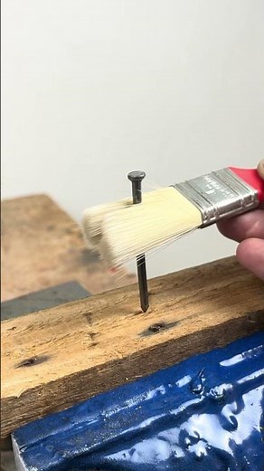 Using a Paintbrush as a Nail Assistant: A Handy Trick #Construction #DIY #Painting #NailTechniques