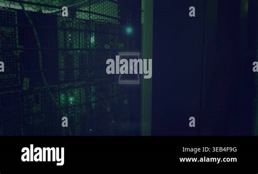 Animation of data processing over black background. Science and research concept digitally generated video.