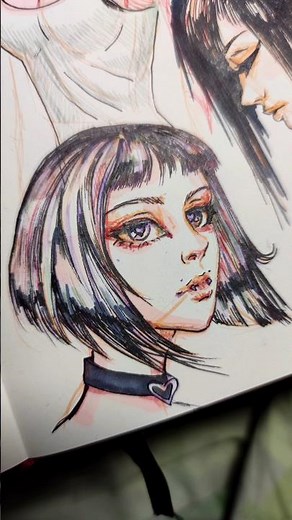 Alt Girl Portrait Speedpaint Drawing Traditional Art Sketch Emo Cartoon Character illustration Style