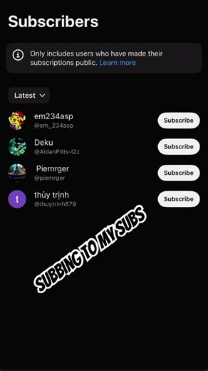 Subbing to my subs back