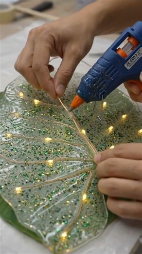 Turning Nature Into Luxury: Leaf Chandelier DIY #resinart #diyprojects #homedecor #shorts
