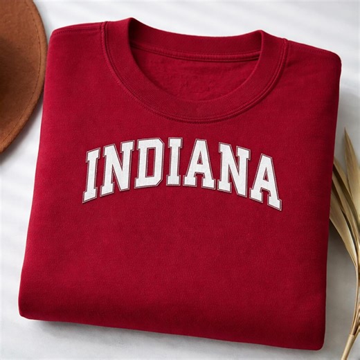 Indiana Embroidered Sweatshirt Vintage Athletic Sports Style Custom State Shirt 80s 90s Retro Indiana T-shirt Gift for Her or Him - Etsy