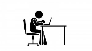 Download Animated stick figure working while typing on laptop for free