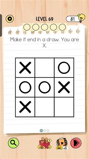 make it end a draw .you are X level 69 in brain test # only gaming