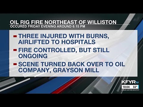 Oil rig explosion near Williston, fire still burning