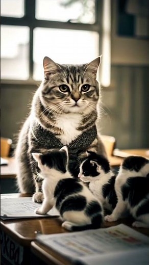 “This Cat Punished a Small Cat… Cute but Shocking 😳”