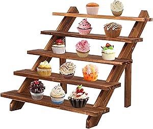 Wooden Display Stand - 5 Layer Wood Cupcake Stands for Dessert Display Shelves & Table Cake Stand