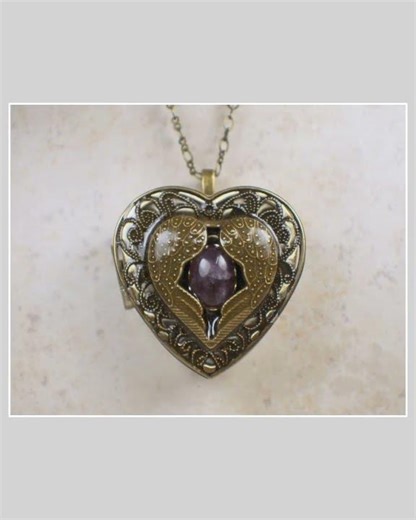 Angel Wing Music Box Locket with Amethyst.