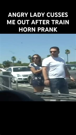 Angry lady cusses me out 🤬😂 #trainhornprank #comedy #shorts #viral #trending