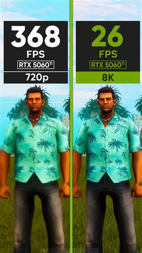 Grand Theft Auto Vice City vs RTX 5060Ti – 720p vs 8K Resolution Performance Test!