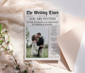 Newspaper Wedding Invitations Template, Fully Editable Unique Wedding Invite, Wedding Invitation Set, Wedding Template Newspaper, RSVP Card - Etsy