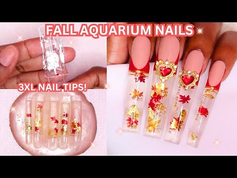 💧🍁 HOW TO CREATE 3XL FALL AQUARIUM "LIQUID" NAIL TIPS 💦 🍃