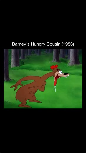 Memory Cartoons on Instagram: "Barney’s Hungry Cousin is a classic Tom and Jerry–era MGM short featuring Barney Bear, whose quiet life is completely turned upside down by his endlessly hungry cousin Benny. The cartoon plays on extreme contrast: calm vs. chaos, patience vs. unstoppable appetite, with food gags escalating nonstop 🍗🐻 Fun fact: Benny’s exaggerated movements and constant eating are inspired by the “dumb but lovable” archetype popular in the 1950s. His design and behavior also refle