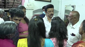 கன்னியாகுமரி மாவட்டத்தில் கடந்த ஆண்டு பெய்த வடகிழக்கு பருவமழையால் பாதிக்கப்பட்ட பகுதிகளில் மேற்கொள்ளப்பட்டு வரும் சீரமைப்பு பணிகளை மாண்புமிகு முதலமைச்சர் M. K. Stalin அவர்கள் ஆய்வு செய்து முடித்து, மதுரை விமான நிலையம் செல்லும் வழியில் திருநெல்வேலி மாவட்டம் ஜோதிபுரத்தில், உக்ரைனில் மருத்துவ பட்டப்படிப்பு படித்து வரும் செல்வி நிவேதிதா, செல்வி திவ்யபாரதி, செல்வி ஹரிணி, திரு. நவநீத ஸ்ரீராம் ஆகியோரை சந்தித்தார். | Chief Minister of Tamil Nadu