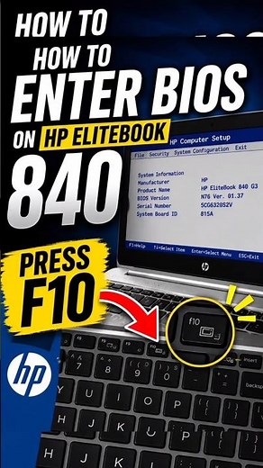 How to Enter BIOS on HP EliteBook 840 G1/G2/G3/G4 #shorts