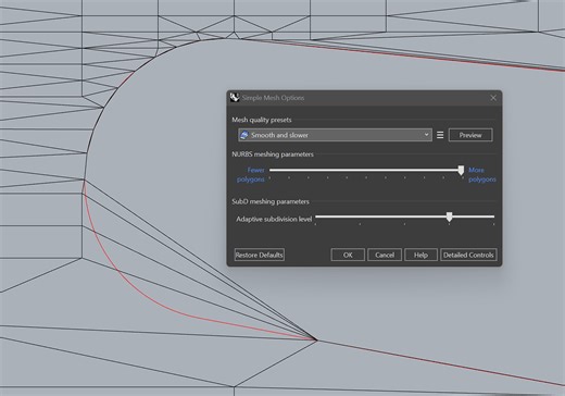Brep to mesh, with high polycount setting gives worse mesh