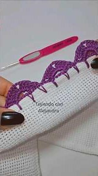 Puntilla Fácil para Servilletas Hermlso Diseño🍇🪻 #tejer #puntillas #crochet