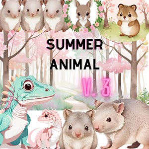 Watercolor Summer Animal Clipart V.3 PNG, 36 Clipart for Commercial Use, Transparent Pngs, Baby Kangaroo, Koala, Quokka, Wombats - Etsy