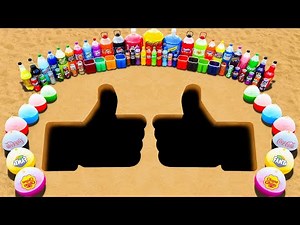 How to Make Two Like Button with Orbeez & Cement, Big Balloons of Sodas, Fanta, Coca Cola vs Mentos!