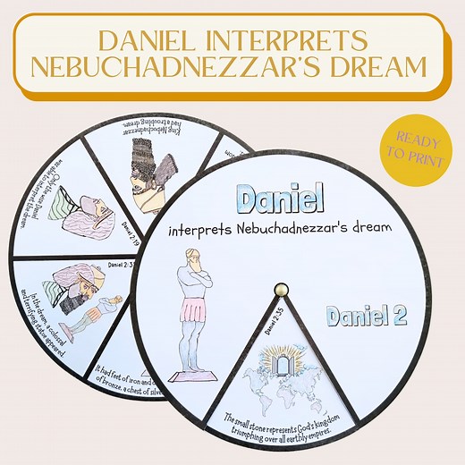 Printable Daniel Interprets Nebuchadnezzar's Dream Craft, Sunday School Coloring Spinner Wheel, Homeschool Bible Activity - Etsy