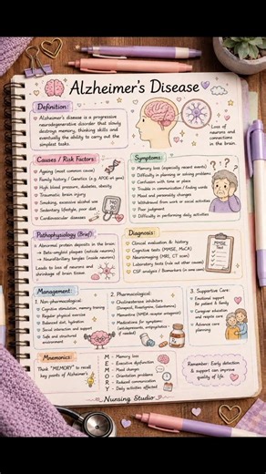 oAlzheimer’s Disease | Nursing Notes 🧠✨ | NORCET Preparation‪@YouTube‬#norcet