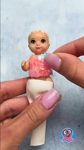 DIY นางเงือกตัวน้อย! 🧜‍♀️ แปลงโฉมสีชมพูแวววาว ✨ #ตุ๊กตา #งานฝีมือ #ศิลปะ #แปลงโฉม