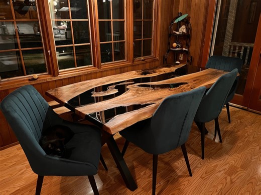 Custom Epoxy Live Edge Walnut Dining Table: Handmade Resin Furniture - Etsy