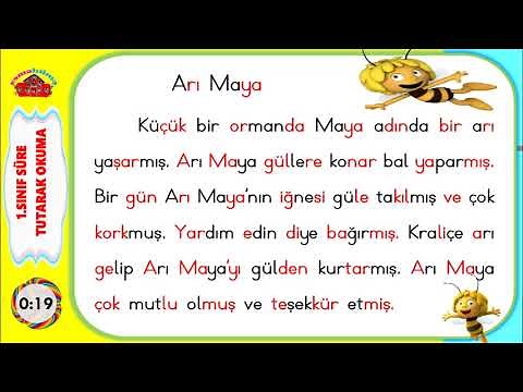 1.Sınıf Süre Tutarak Okuma Çalışması I Arı Maya Metni I 45 Kelime