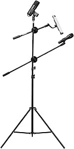 Microphone Stand, IMAGE Mic Stand with Mic Clip Holder, Collapsible and Adjustable Height Heavy Metal Base for PC, Tablet or Cellphone