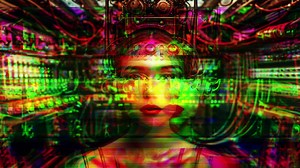 Technology female with Vr headset in made with AI | Premium Stock Video Footage