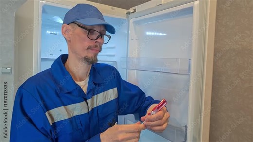 Repairing a refrigerator and showing how to fix common issues in a home appliance