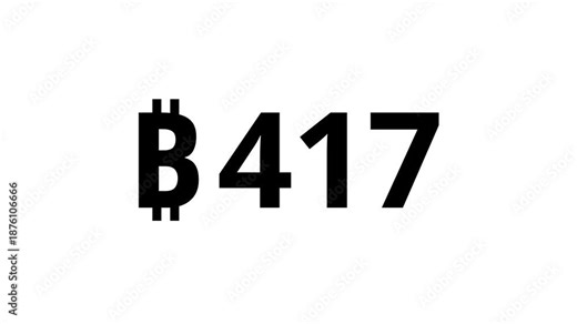 Count-up Bitcoin animation from 0 to 1000 BTC. White, black, Green Screen background. Crypto Bitcoin numeric display. Animation starts and end gently with ease-in and ease-out transition.