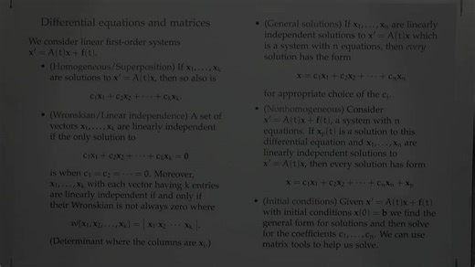 Differential Eqns. F22-18 -- Differential equations and matrices