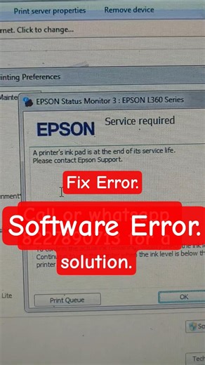 Epson l360 red light blink error || Epson service required l360 printer