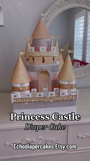 Princess Castle Diaper Cake for Baby Shower Gifts