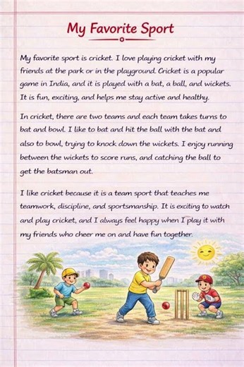 My Favorite Sport | Essay On My Favorite Sport | 10 Lines Essay #shorts #essay #esl #cricket